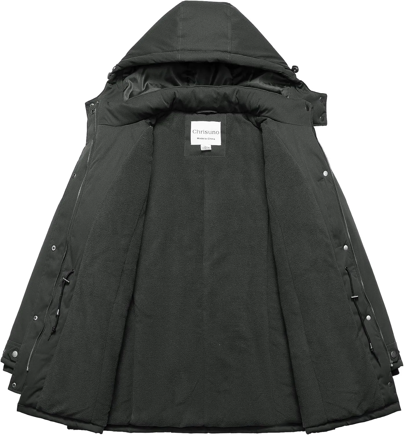 Chrisuno Women's Plus Size Winter Coat Insulated Military Parka Jacket Waterproof Fleece Lined Thickened Detachable Hood