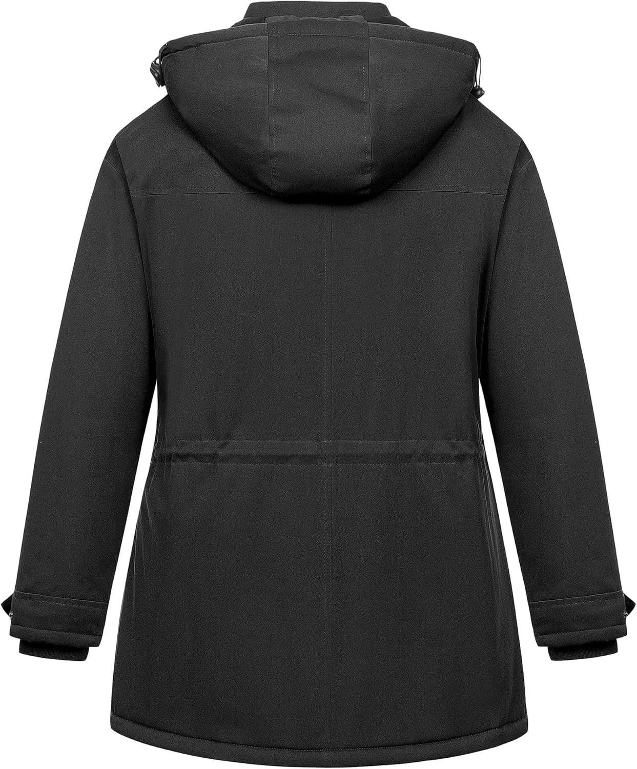 Chrisuno Women's Plus Size Winter Coat Insulated Military Parka Jacket Waterproof Fleece Lined Thickened Detachable Hood