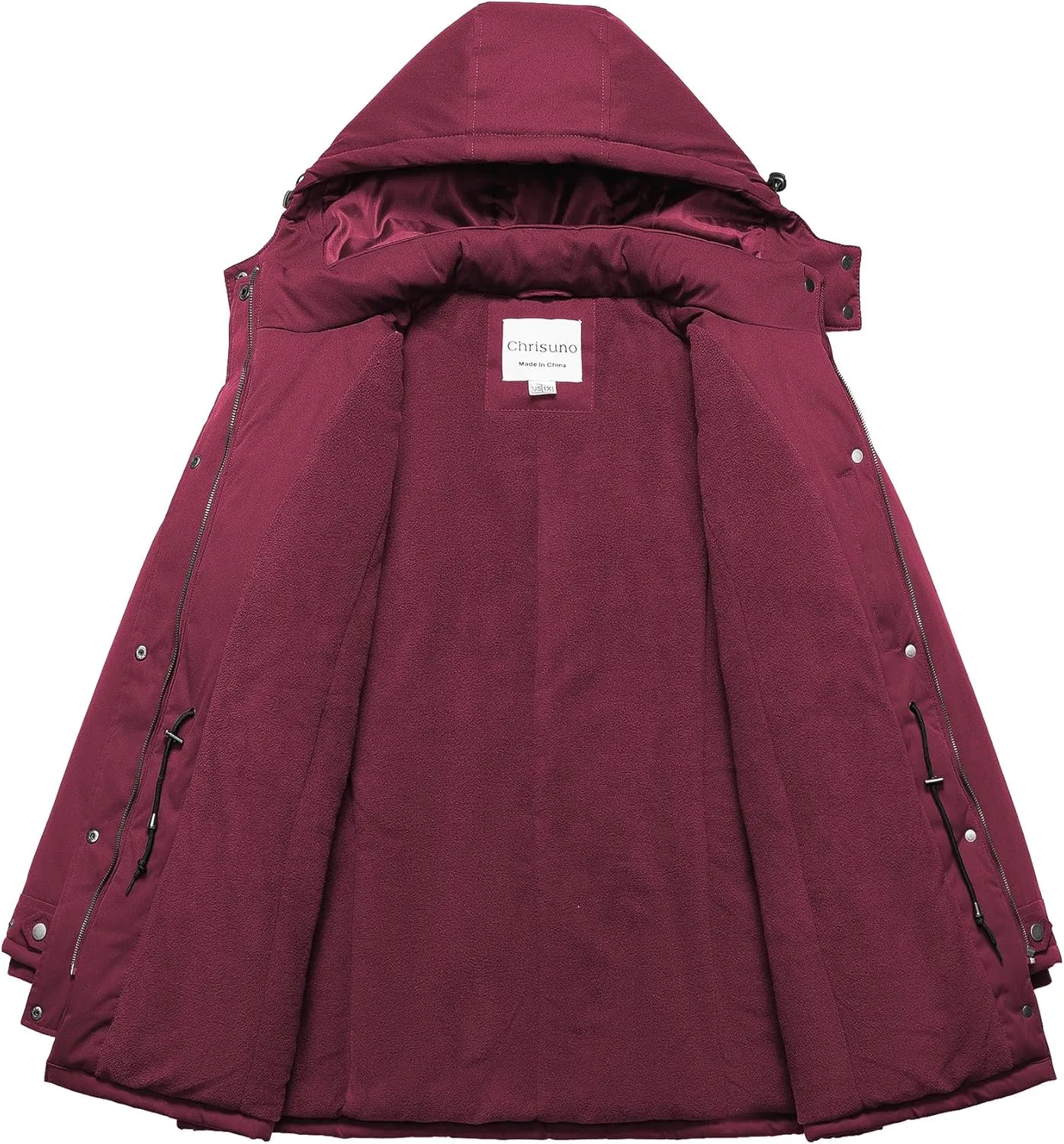 Chrisuno Women's Plus Size Winter Coat Insulated Military Parka Jacket Waterproof Fleece Lined Thickened Detachable Hood