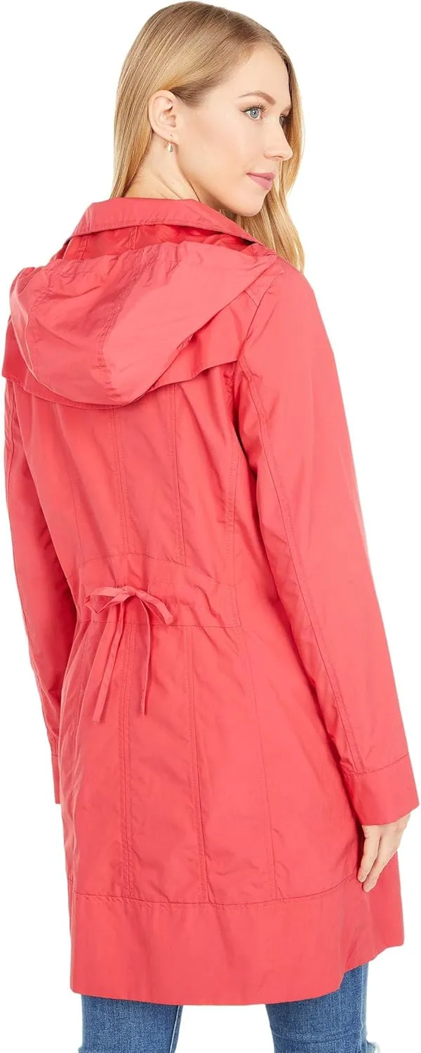 Cole Haan Women's Packable Hooded Rain Jacket with Bow
