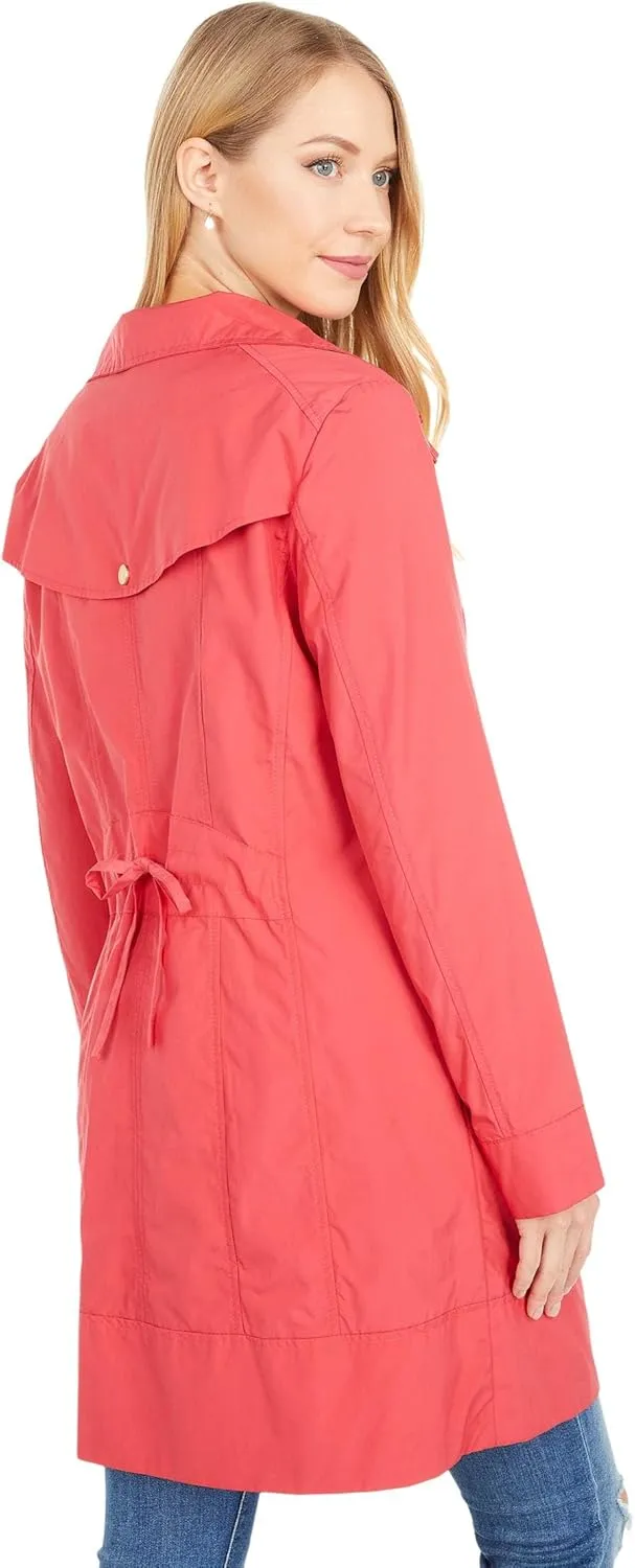 Cole Haan Women's Packable Hooded Rain Jacket with Bow