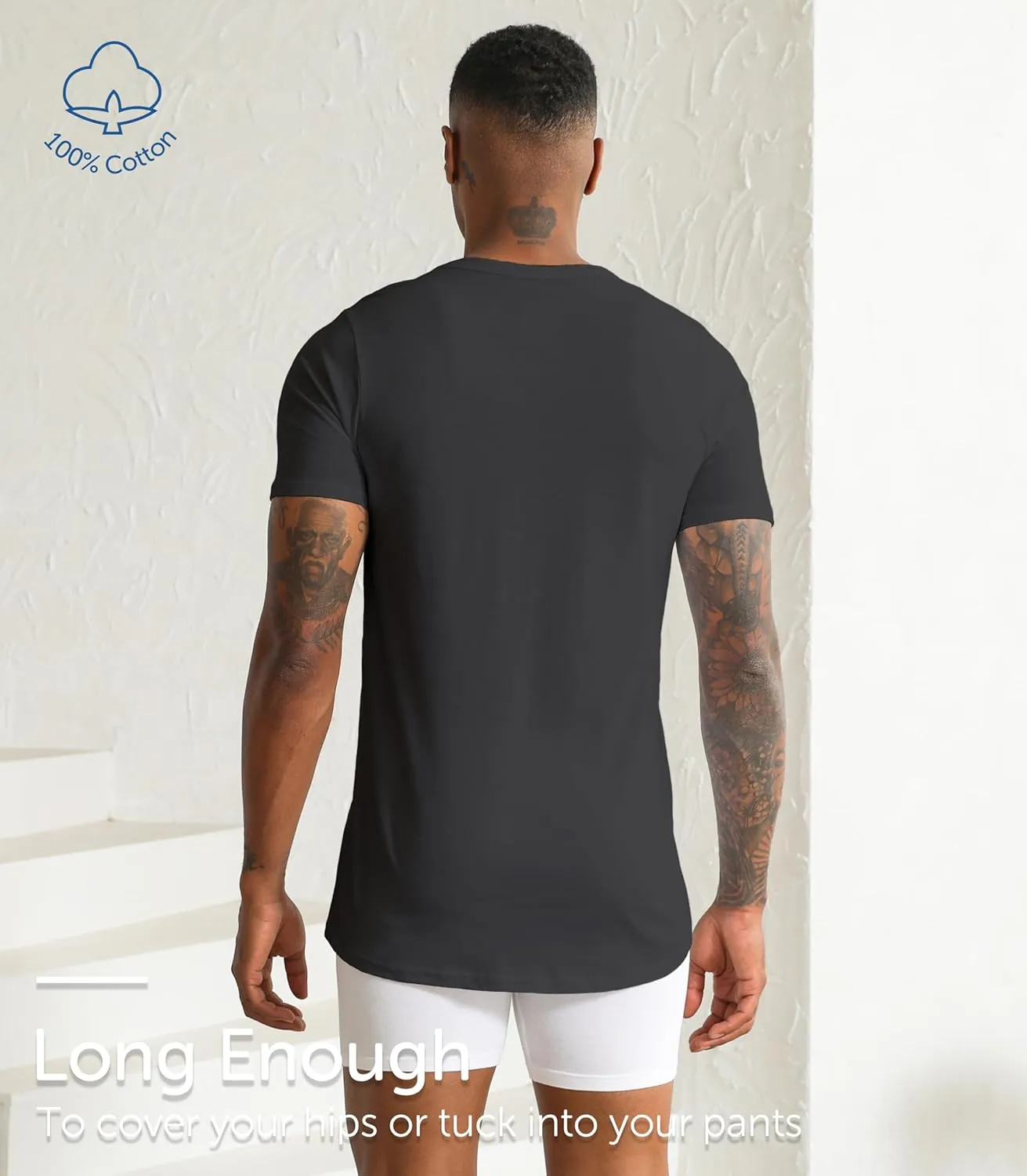 Comfneat Men's 6-Pack Pure Cotton Undershirts Comfortable Crew Neck T-Shirts