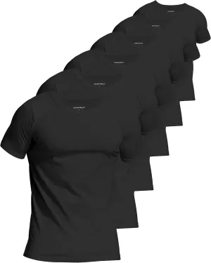 Comfneat Men's 6-Pack Pure Cotton Undershirts Comfortable Crew Neck T-Shirts