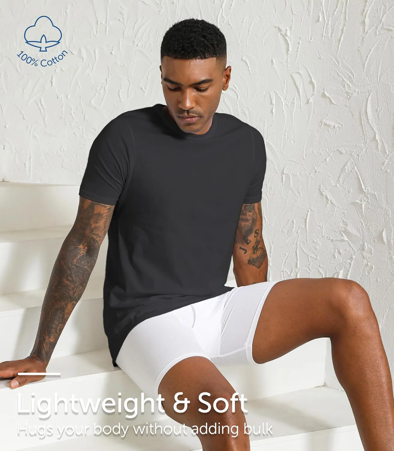 Comfneat Men's 6-Pack Pure Cotton Undershirts Comfortable Crew Neck T-Shirts