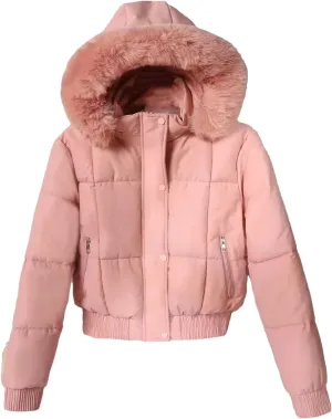 Dcvmvmn Women's Short Down Parkas Coat Winter Fleece Thickened Cotton-Padded Jacket Puffer Outerwear