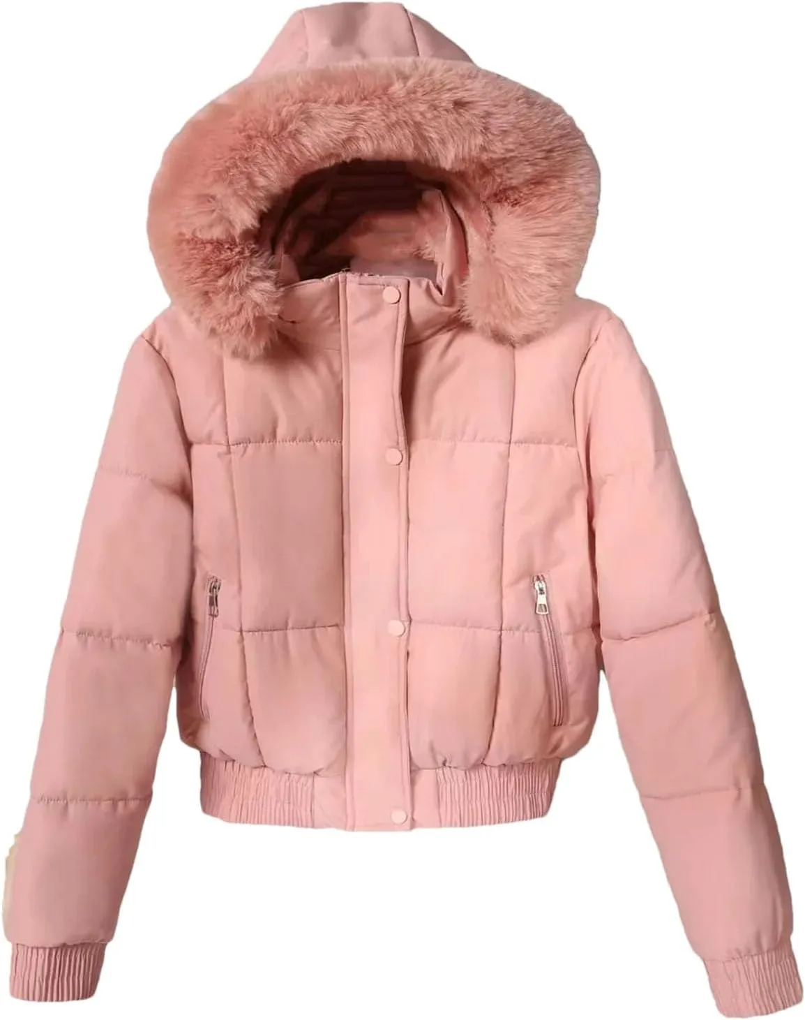 Dcvmvmn Women's Short Down Parkas Coat Winter Fleece Thickened Cotton-Padded Jacket Puffer Outerwear