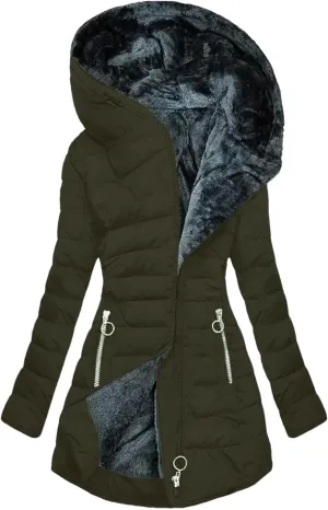 Dcvmvmn Women's Winter Down Jacket Casual Hooded Cotton Outerwears Padded Puffer Parkas Coats