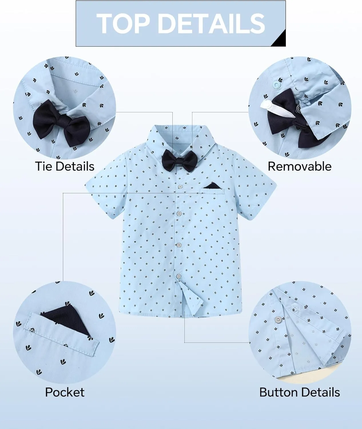 DISAUR Boys Suits 3 Pieces Formal Dress Shirt with Bowtie Suspender Pants Boy Gentleman Outfits Set 4-8 Years