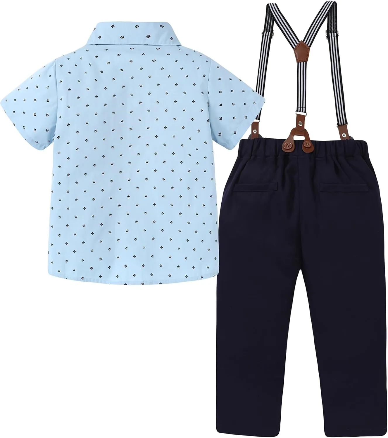 DISAUR Boys Suits 3 Pieces Formal Dress Shirt with Bowtie Suspender Pants Boy Gentleman Outfits Set 4-8 Years