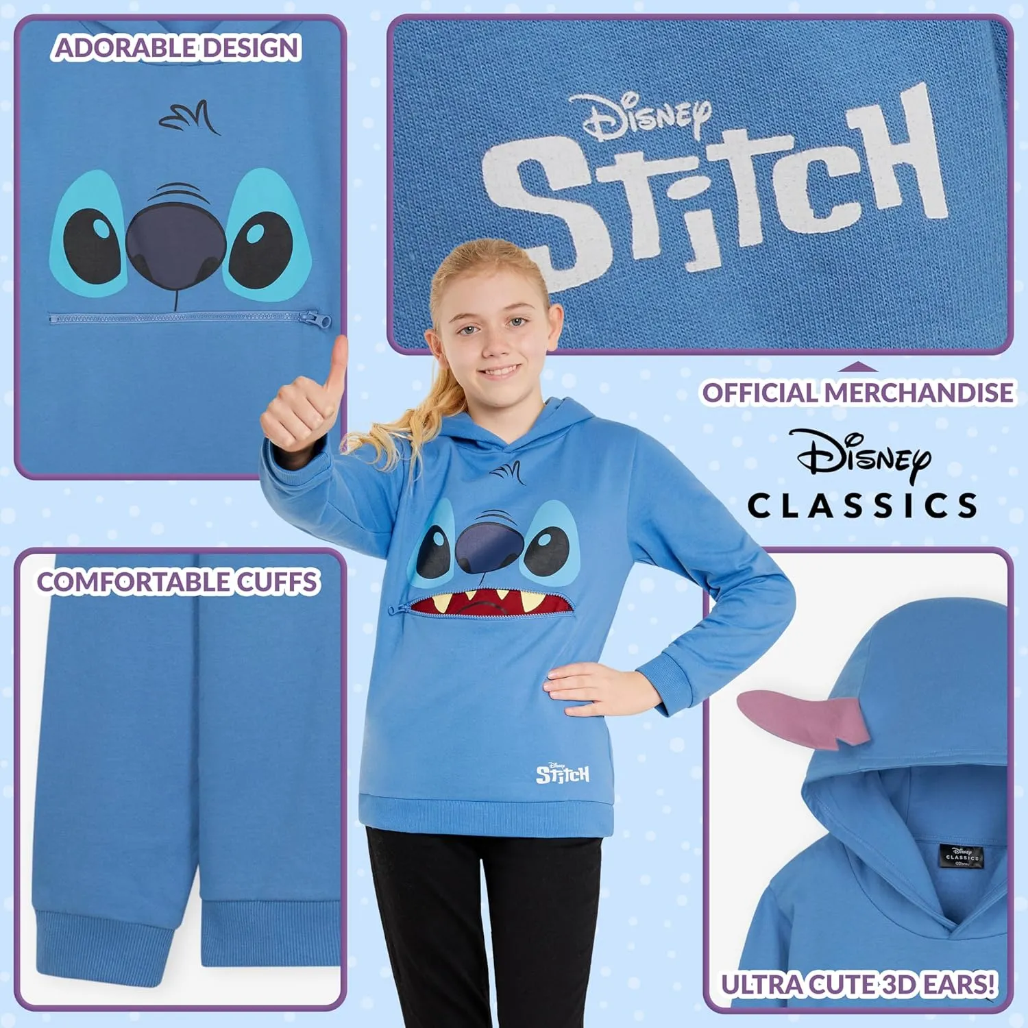Disney Stitch Hoodie for Girls Teens Soft Hooded Sweatshirt Warm Pullover Sweater Activewear Sports Youth Hoodie Stitch Gifts