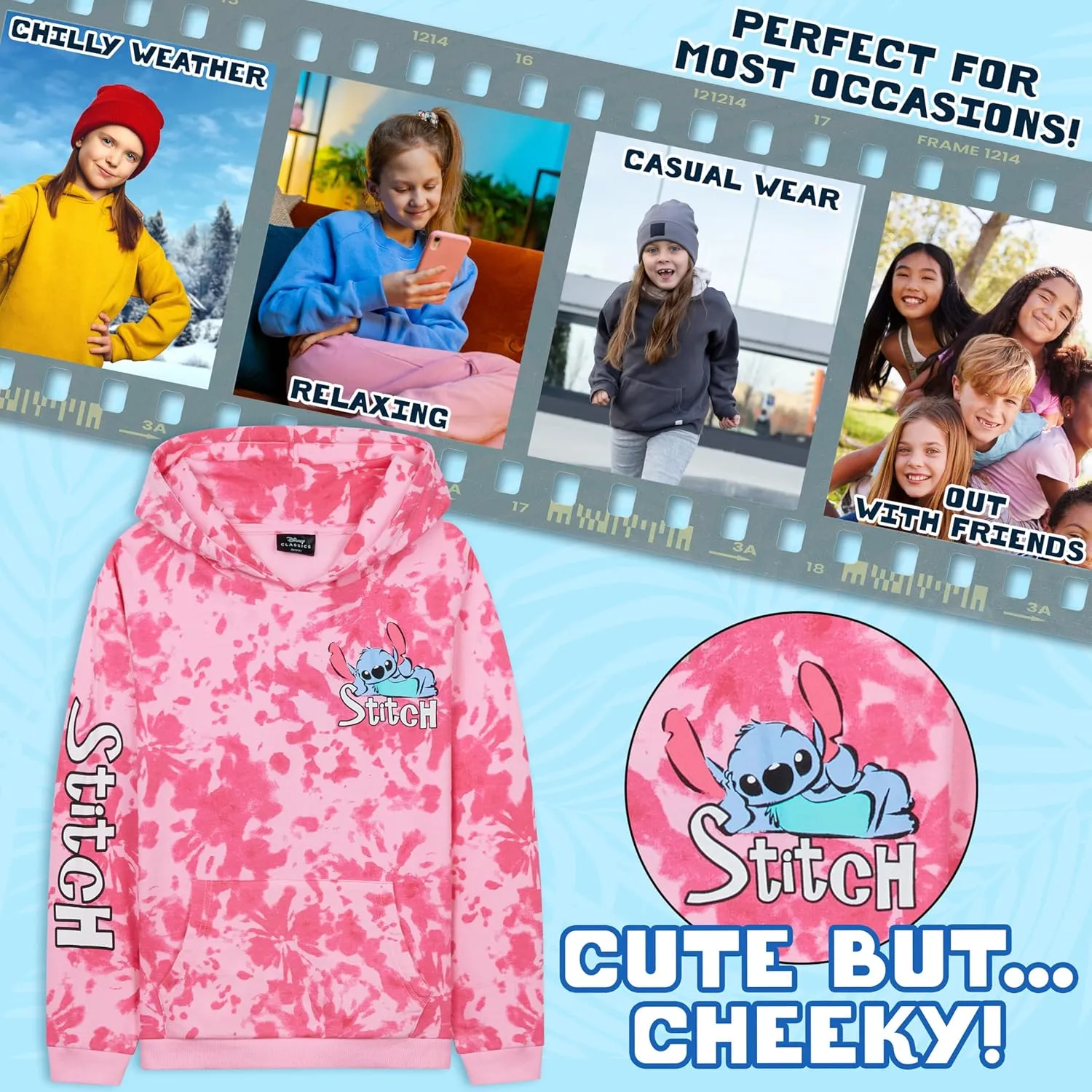 Disney Stitch Hoodie for Girls Teens Soft Hooded Sweatshirt Warm Pullover Sweater Activewear Sports Youth Hoodie Stitch Gifts