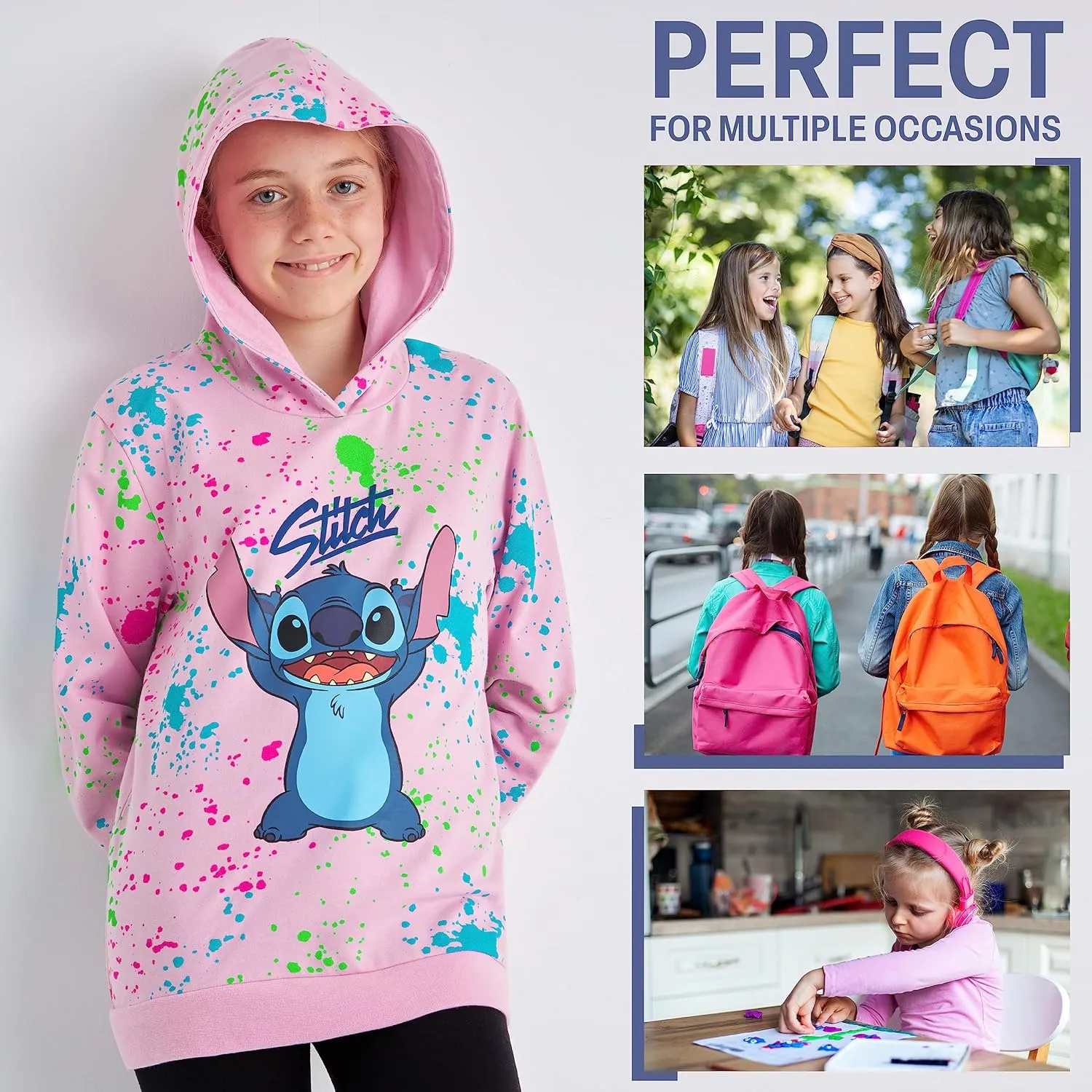 Disney Stitch Hoodie for Girls Teens Soft Hooded Sweatshirt Warm Pullover Sweater Activewear Sports Youth Hoodie Stitch Gifts