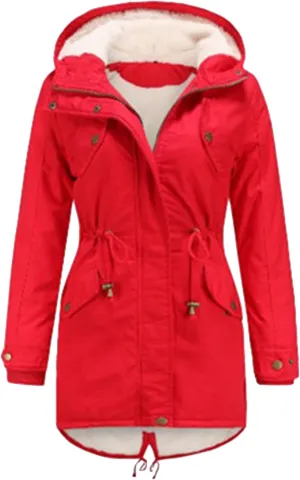 EFOFEI Women Winter Thick Jacket Removable Hood Warm Faux Fur Collar Parkas Polar Fleece Lined Parka with Pockets