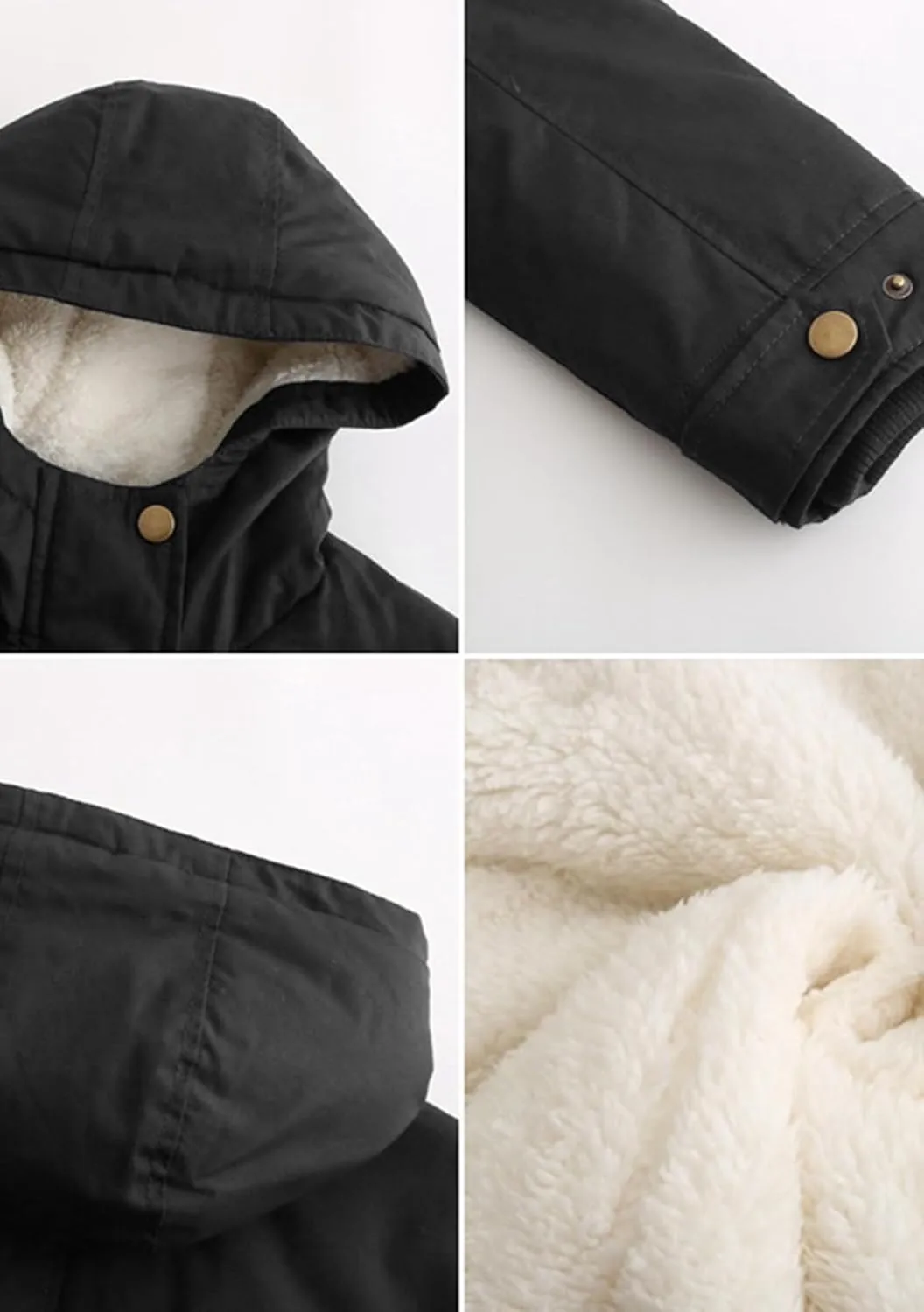 EFOFEI Women Winter Thick Jacket Removable Hood Warm Faux Fur Collar Parkas Polar Fleece Lined Parka with Pockets