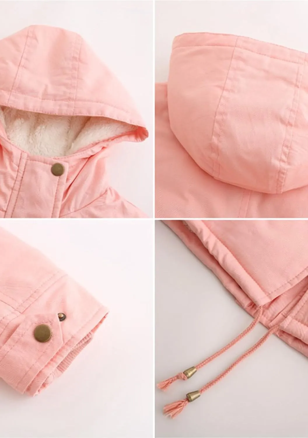 EFOFEI Women Winter Thick Jacket Removable Hood Warm Faux Fur Collar Parkas Polar Fleece Lined Parka with Pockets