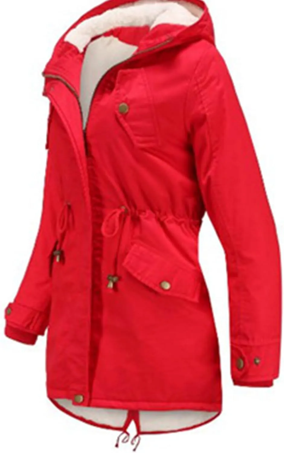 EFOFEI Women Winter Thick Jacket Removable Hood Warm Faux Fur Collar Parkas Polar Fleece Lined Parka with Pockets