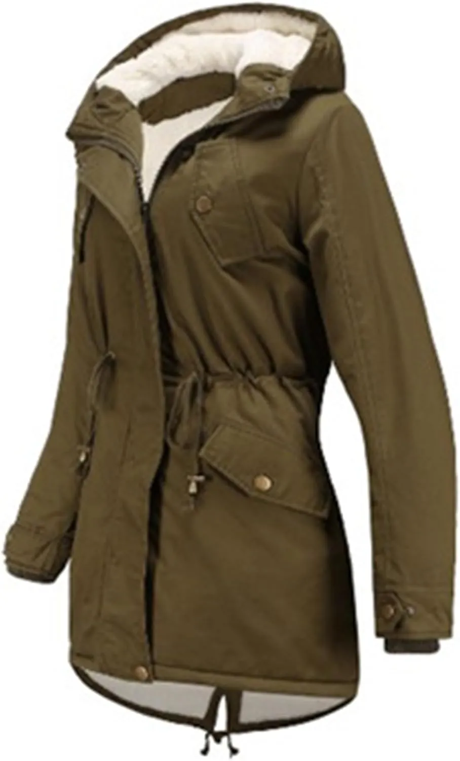 EFOFEI Women Winter Thick Jacket Removable Hood Warm Faux Fur Collar Parkas Polar Fleece Lined Parka with Pockets