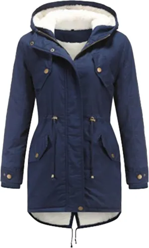 EFOFEI Women Winter Thick Jacket Removable Hood Warm Faux Fur Collar Parkas Polar Fleece Lined Parka with Pockets