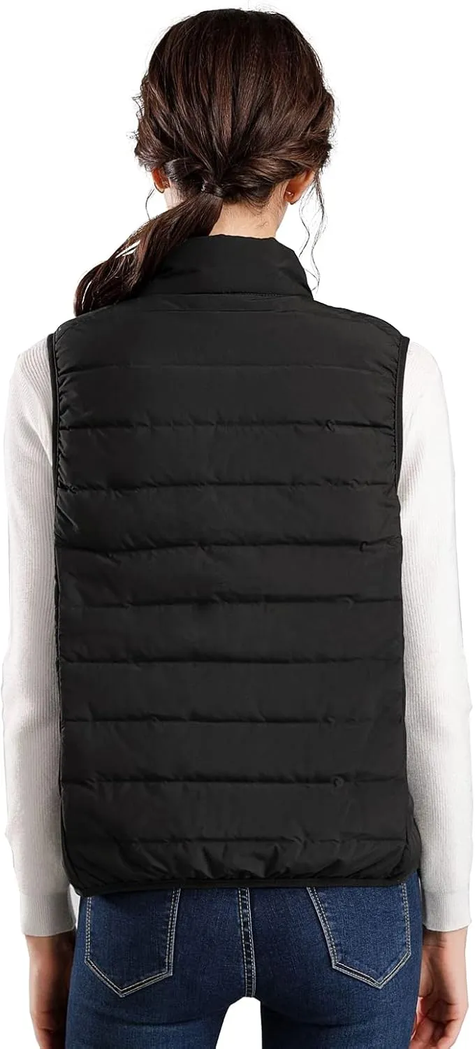 ELFJOY Winter Puffer Vest Women Lightweight Sleeveless Down Vest Stand Collar Womens Vests Outerwear Zip up Padded Gielt
