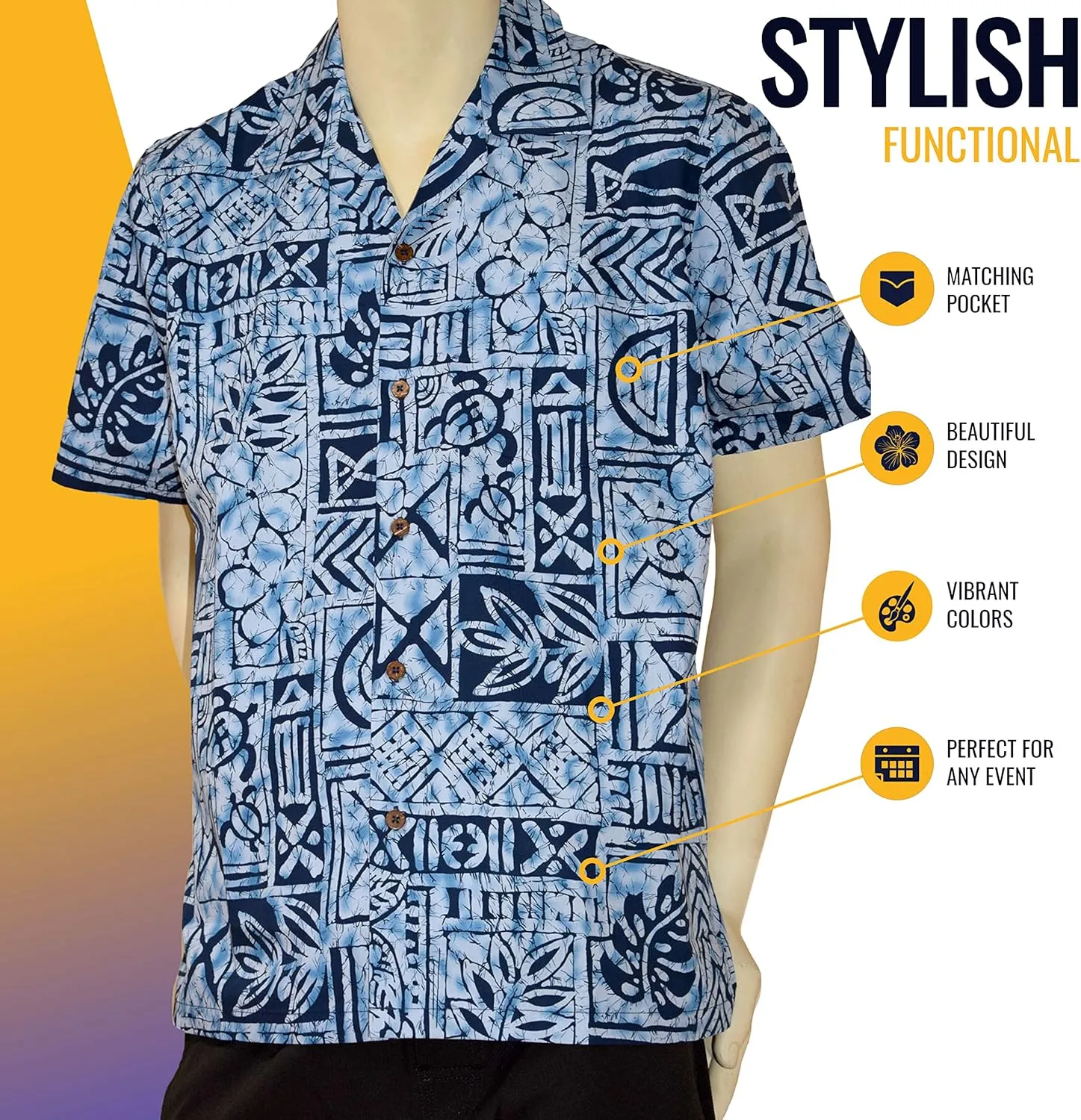 Favant Hawaiian Shirts - Motifs Comfortable Hawaiian Beach Shirt for Men. Lightweight Quick Dry Mens Hawaiian Shirts