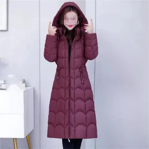 Fjnbbiot Women's Winter Jacket Casual Slim Hooded Long Parkas Lightweight Warm Fashion Cotton Padded Winter Coats