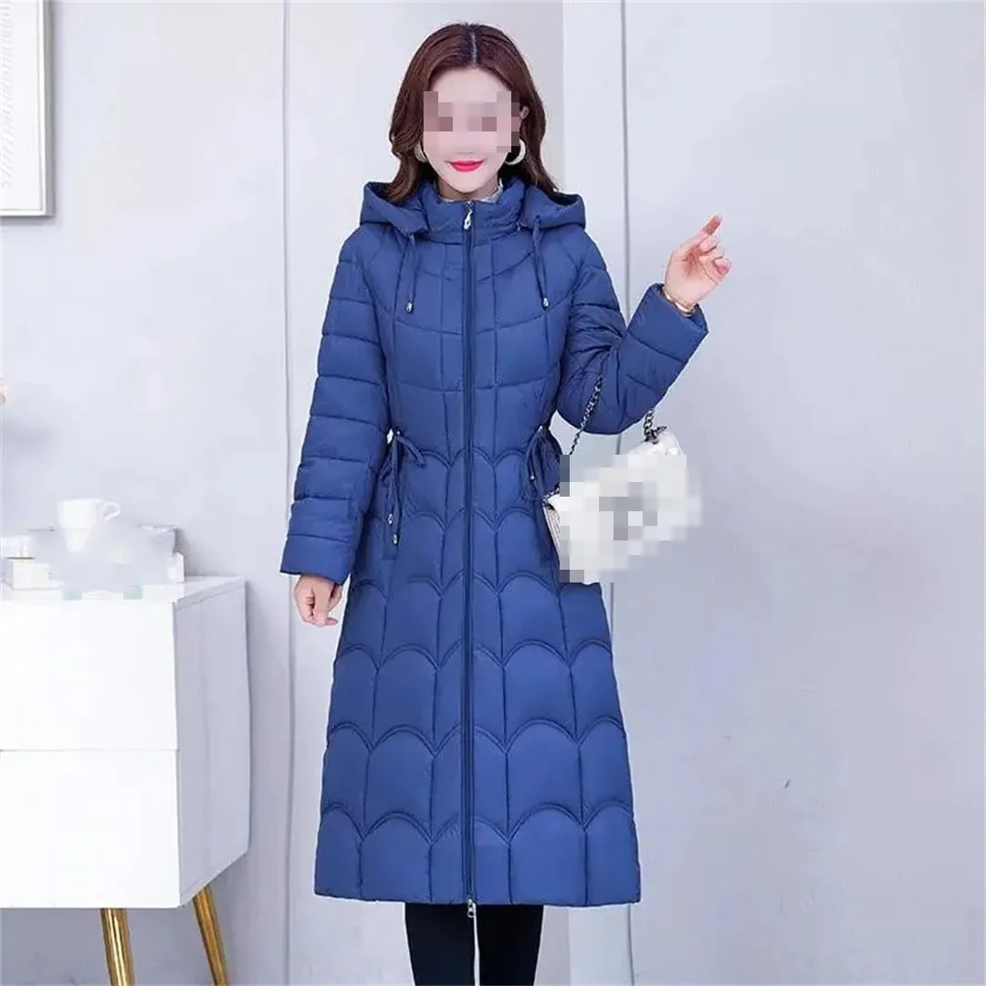 Fjnbbiot Women's Winter Jacket Casual Slim Hooded Long Parkas Lightweight Warm Fashion Cotton Padded Winter Coats
