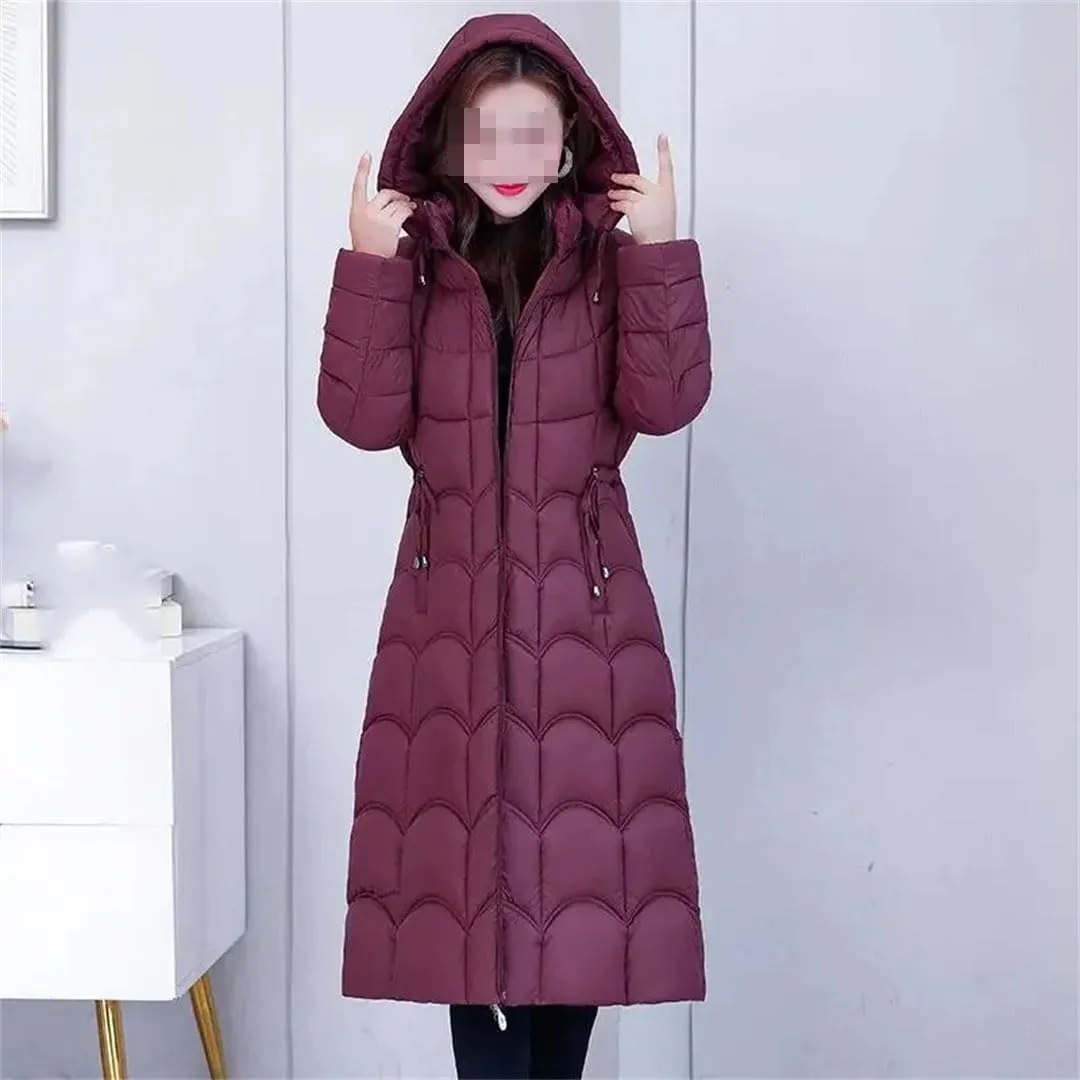 Fjnbbiot Women's Winter Jacket Casual Slim Hooded Long Parkas Lightweight Warm Fashion Cotton Padded Winter Coats