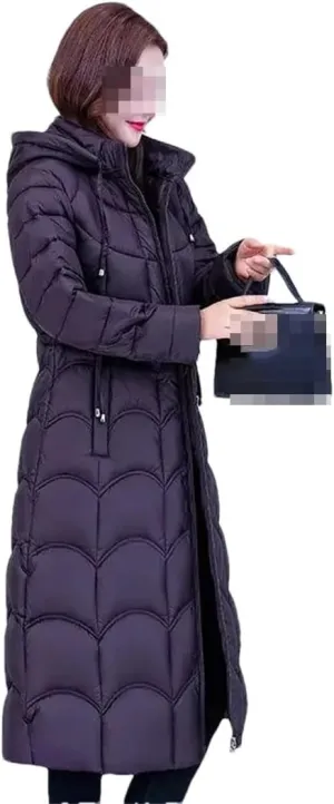 Fjnbbiot Women's Winter Jacket Casual Slim Hooded Long Parkas Lightweight Warm Fashion Cotton Padded Winter Coats