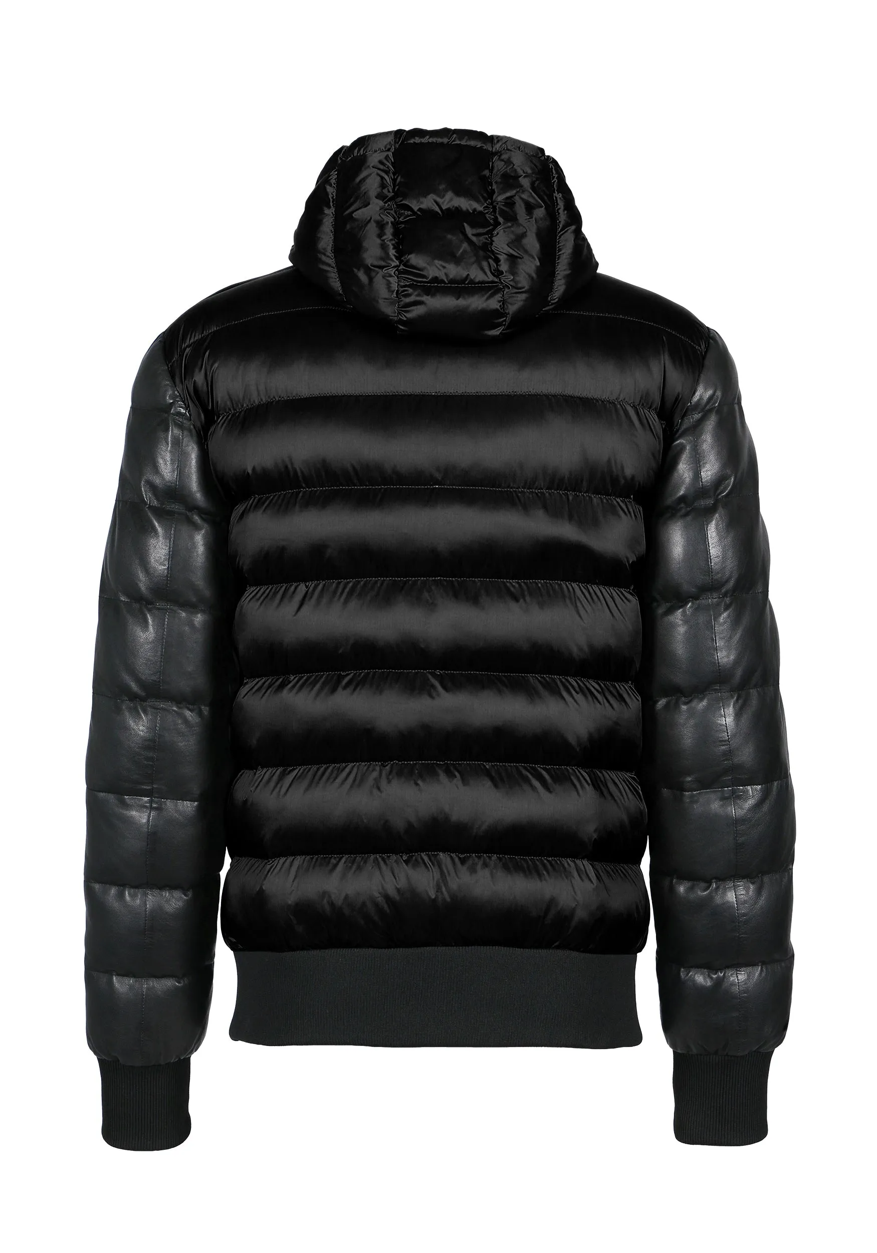 Freaky Nation – Men's Leather and Textile Mix Padded Blouson – Black/Black