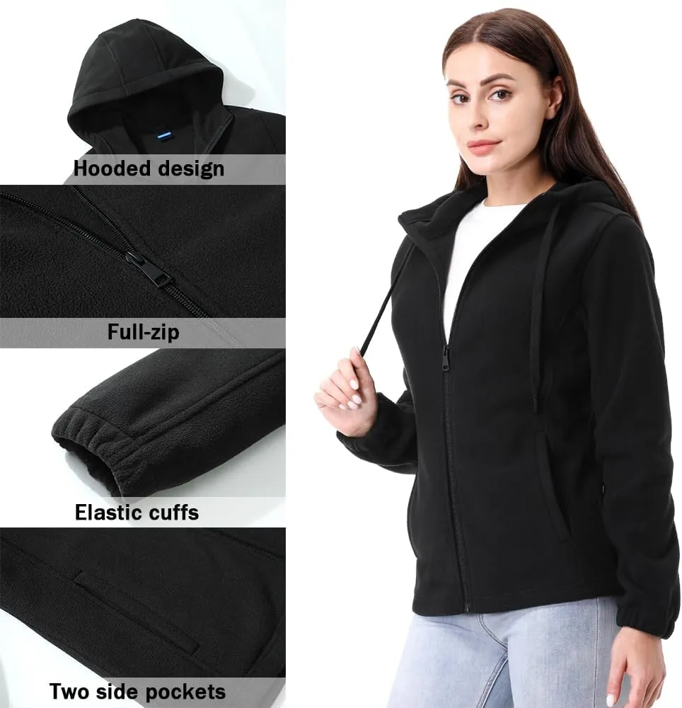 GIMECEN Women's Soft Polar Fleece Jacket Full Zip Hoodies Long Sleeve Sweatshirts Casual Hooded Outerwear