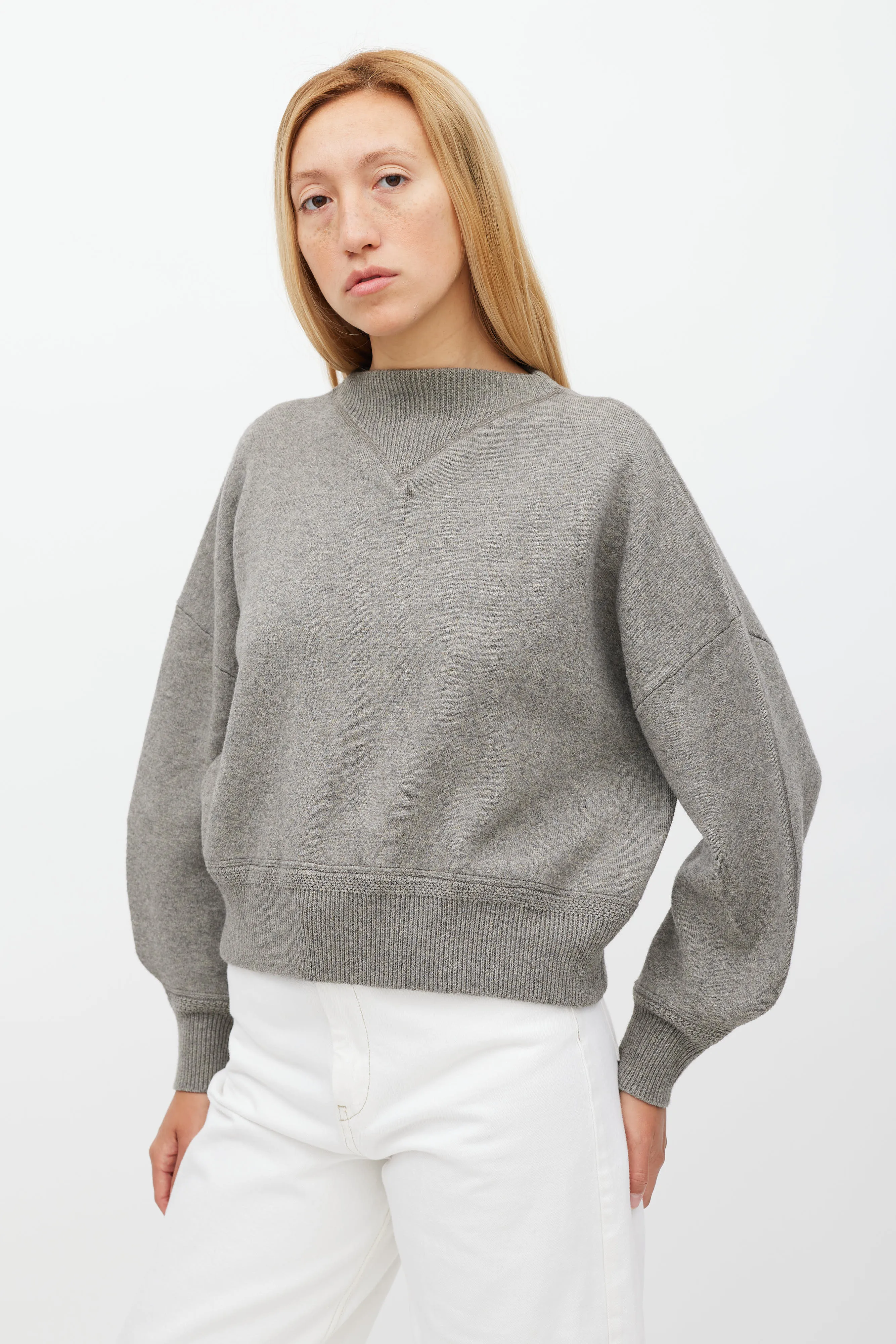 Grey Wool Kelaya Cropped Sweater