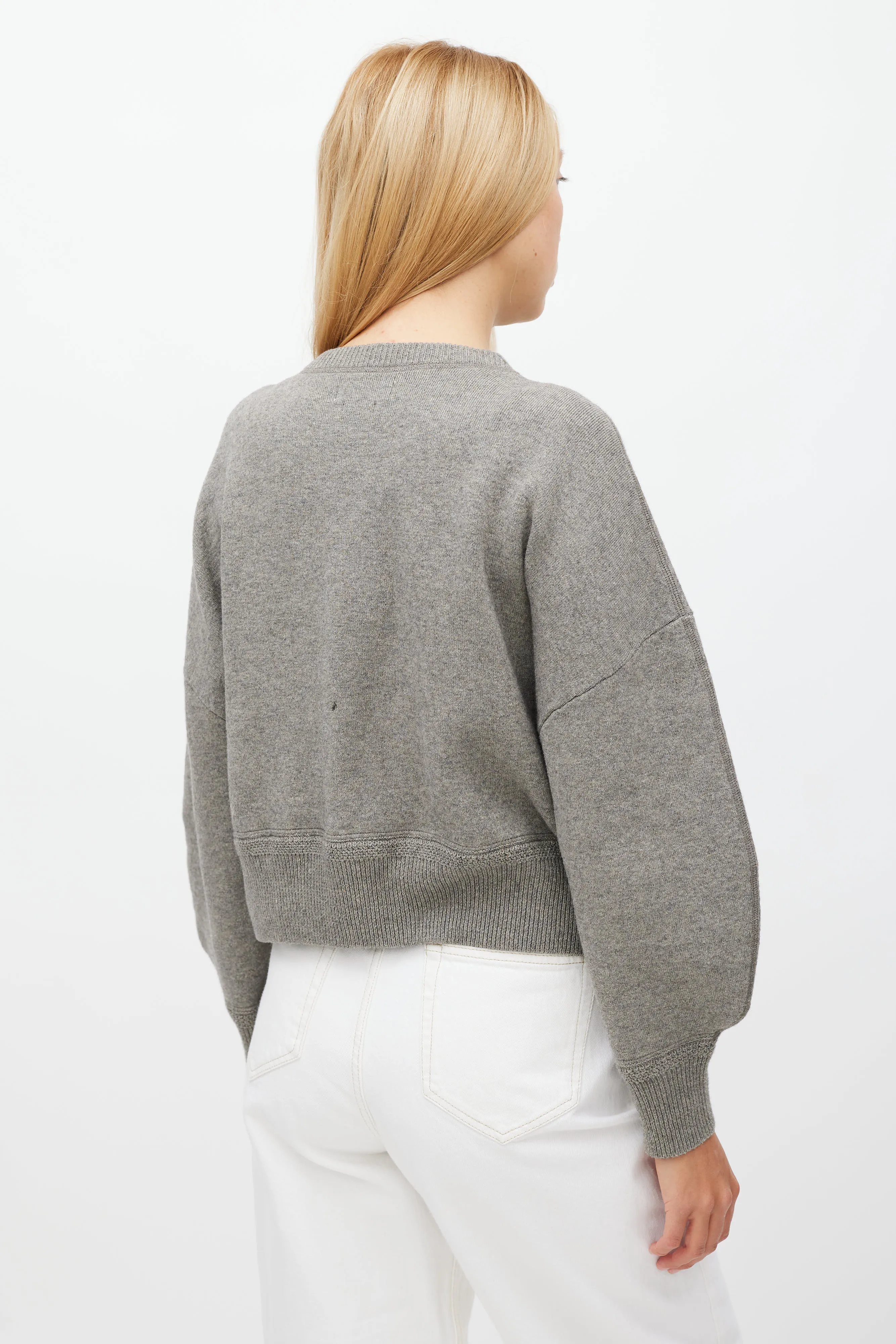 Grey Wool Kelaya Cropped Sweater