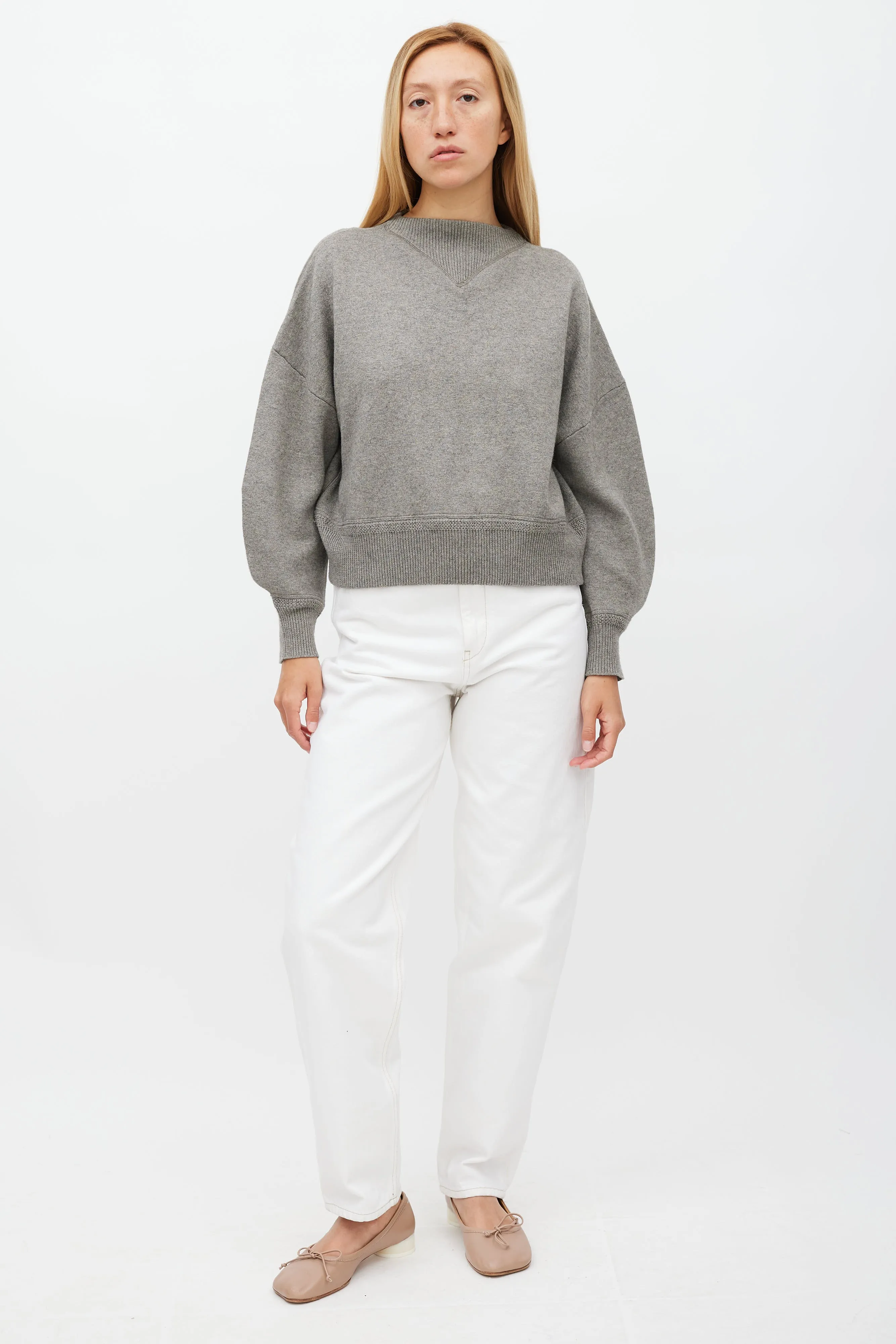 Grey Wool Kelaya Cropped Sweater