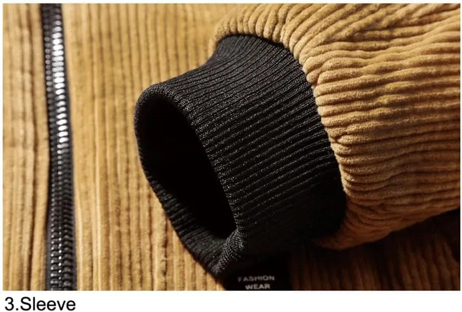 Haitpant Winter Men's Bomber Corduroy Jacket Warm Padded Cotton Coats Casual Outwear Thermal Jackets