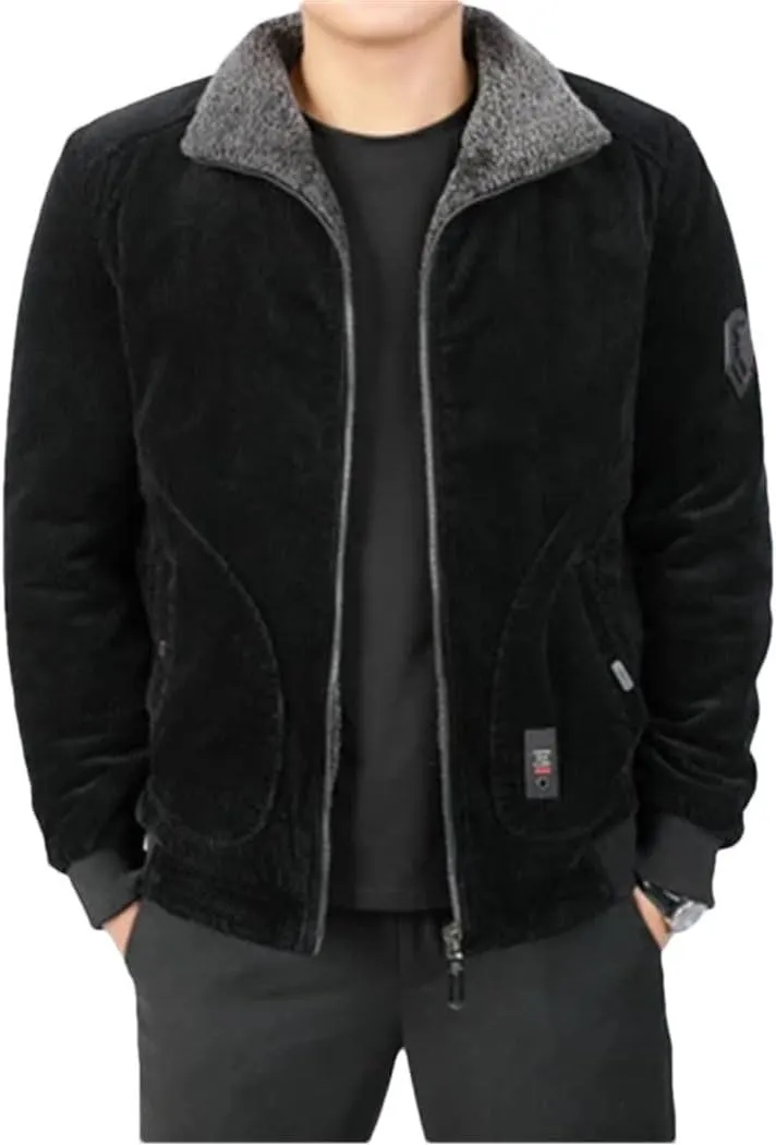 Haitpant Winter Men's Bomber Corduroy Jacket Warm Padded Cotton Coats Casual Outwear Thermal Jackets