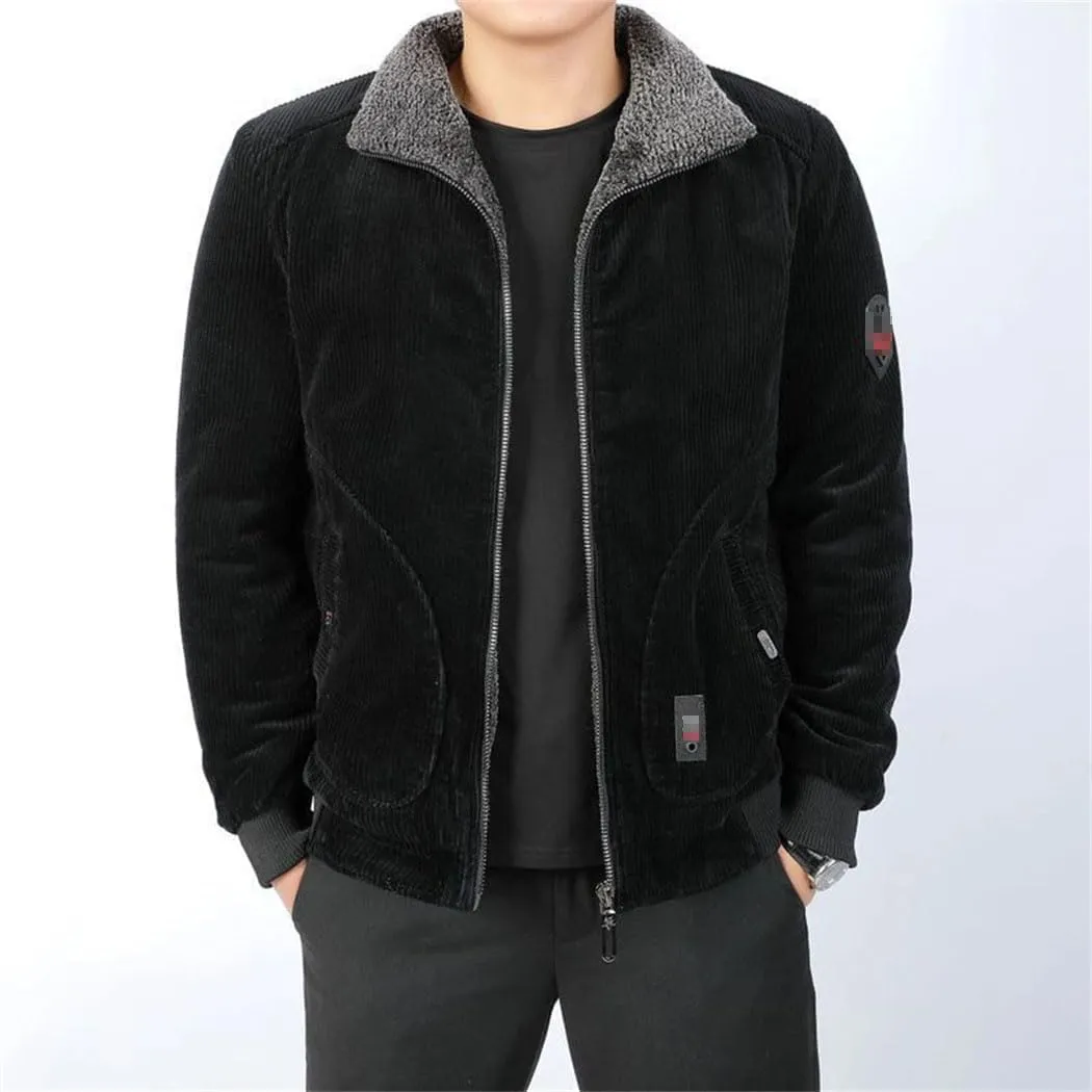 Haitpant Winter Men's Bomber Corduroy Jacket Warm Padded Cotton Coats Casual Outwear Thermal Jackets