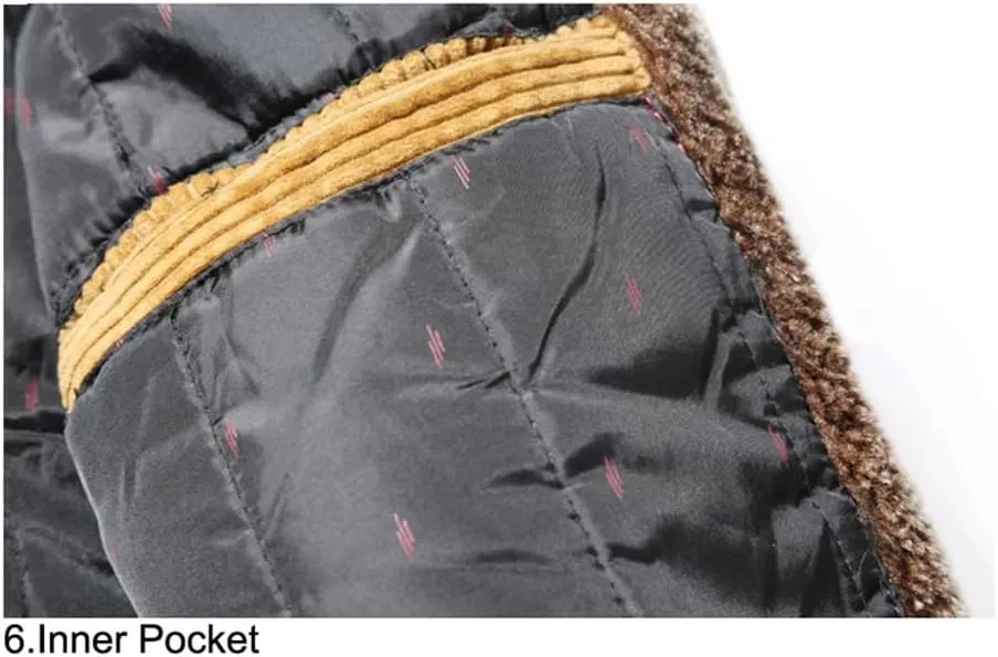 Haitpant Winter Men's Bomber Corduroy Jacket Warm Padded Cotton Coats Casual Outwear Thermal Jackets