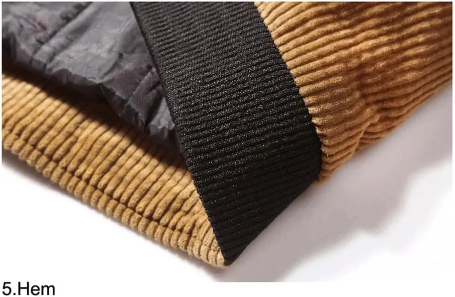 Haitpant Winter Men's Bomber Corduroy Jacket Warm Padded Cotton Coats Casual Outwear Thermal Jackets