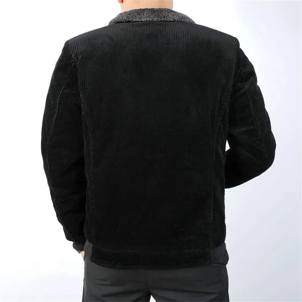 Haitpant Winter Men's Bomber Corduroy Jacket Warm Padded Cotton Coats Casual Outwear Thermal Jackets