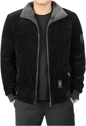 Haitpant Winter Men's Bomber Corduroy Jacket Warm Padded Cotton Coats Casual Outwear Thermal Jackets