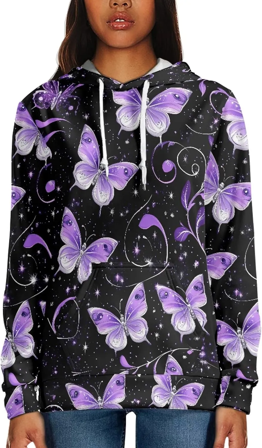 INSTANTARTS Women's Active Hoodies Polyester Loose Hoodie Sweatshirts Soft Stretchy Pullover Tops Tracksuits,XS-4XL