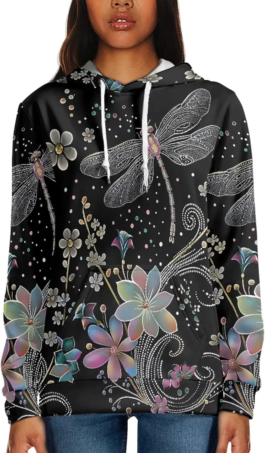 INSTANTARTS Women's Active Hoodies Polyester Loose Hoodie Sweatshirts Soft Stretchy Pullover Tops Tracksuits,XS-4XL