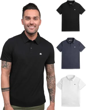 INTO THE AM Polo Shirts for Men - Comfortable Fit Collared Shirt Men S - 4XL Fitted Short Sleeve Classic Golf Shirts