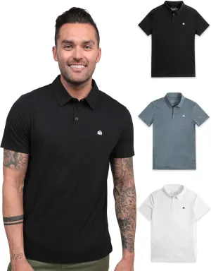 INTO THE AM Polo Shirts for Men - Comfortable Fit Collared Shirt Men S - 4XL Fitted Short Sleeve Classic Golf Shirts