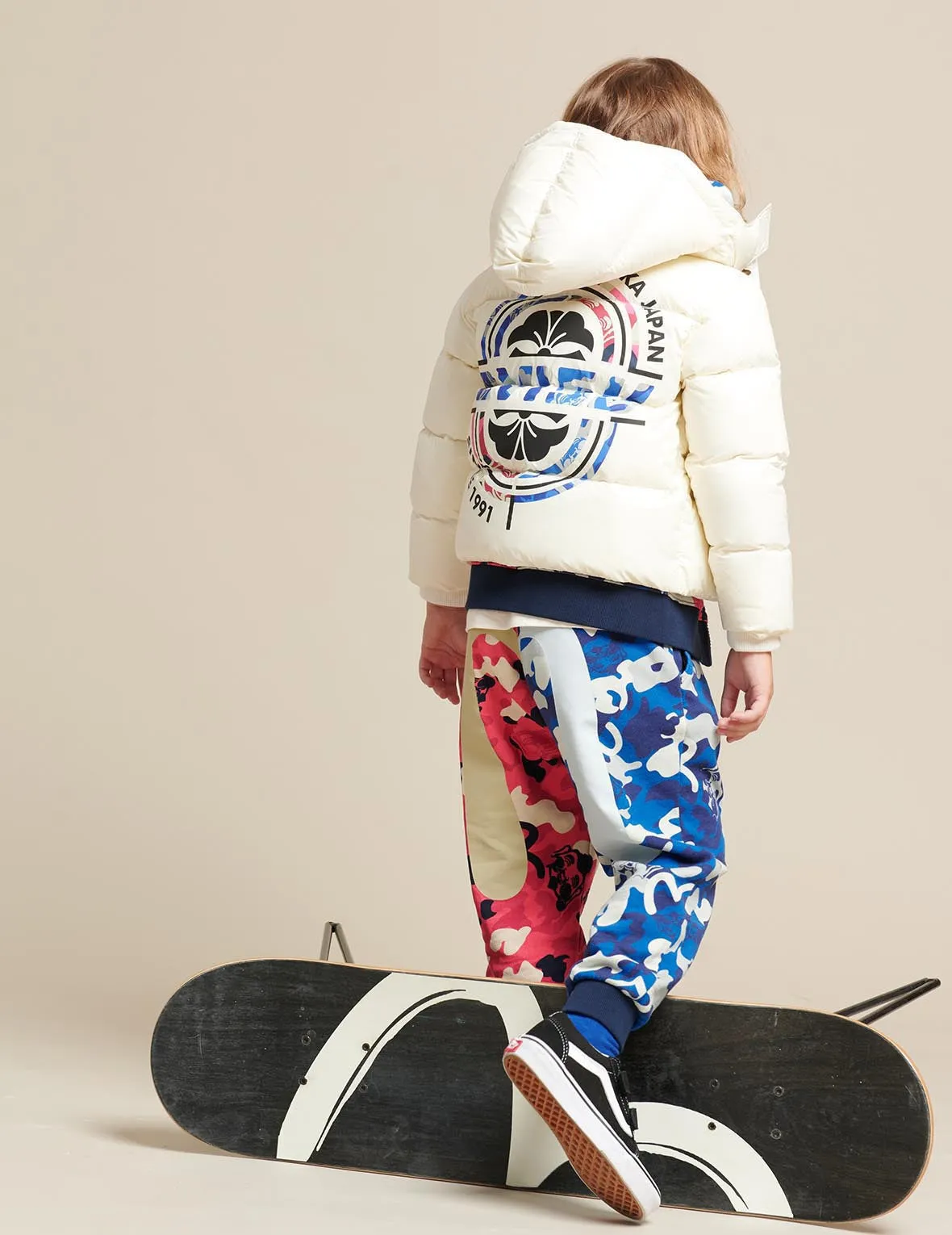 Kamon and Logo Print Down Jacket