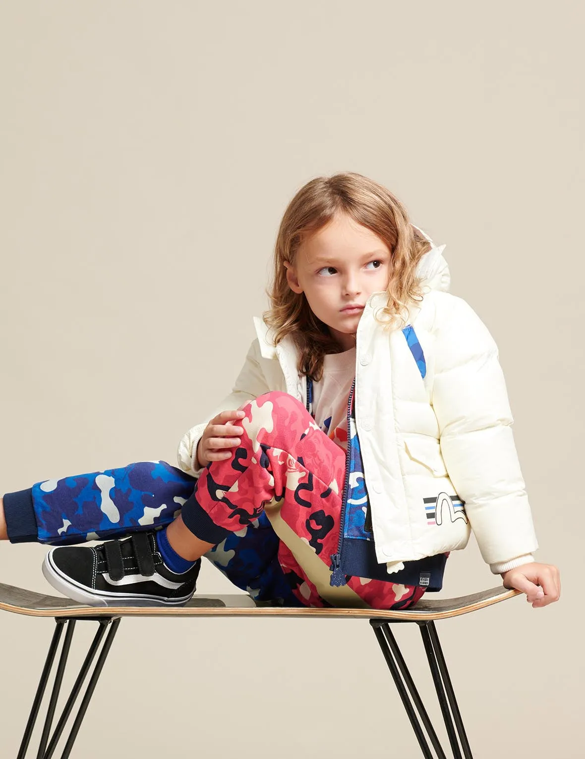Kamon and Logo Print Down Jacket