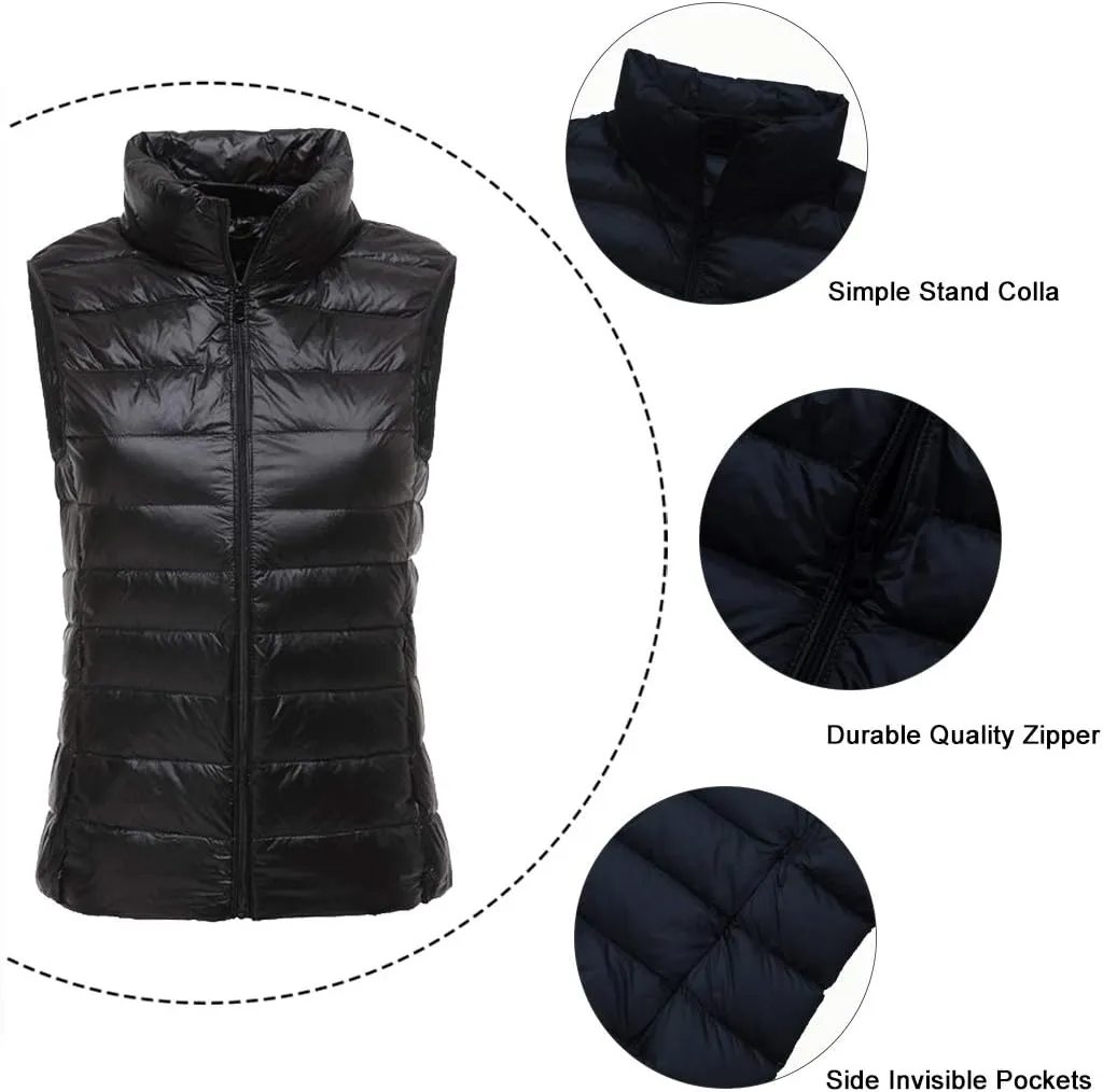 LANBAOSI Women's Packable Lightweight Down Vest Winter Down Waistcoat