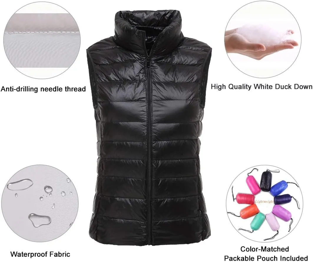 LANBAOSI Women's Packable Lightweight Down Vest Winter Down Waistcoat