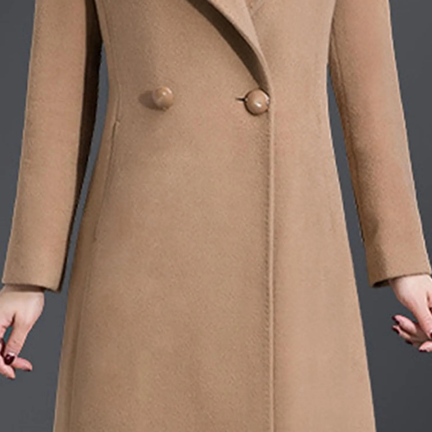 Maiyifu-GJ Women's Elegant Lapel Collar Coat Single Breasted Mid-Long Wool Blend Trench Coat Jackets Spring Fall Overcoat