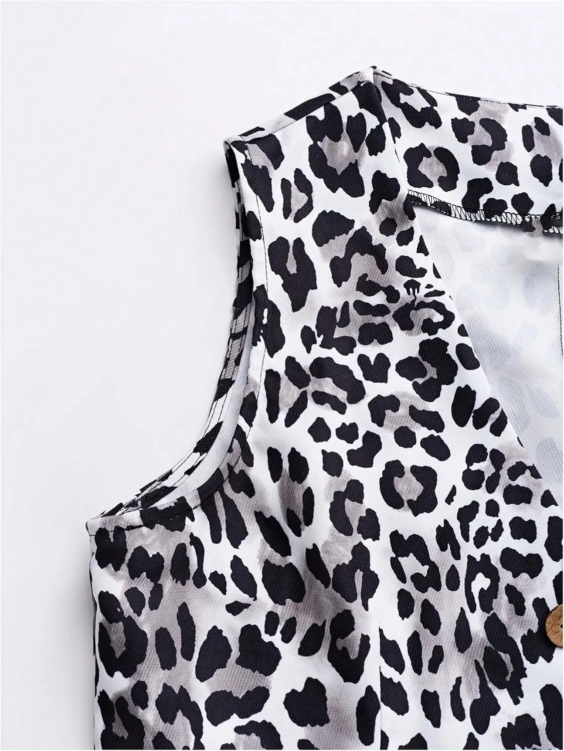 MakeMeChic Women's Leopard Print Vests V Neck Cheetah Vest Sleeveless Jacket Vest Tops Blazer Vests